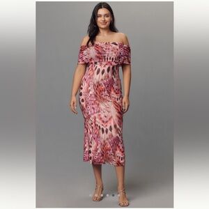 Anthropologie AFRM Zamora Mesh Off-Shoulder Midi Dress NWT Size XL